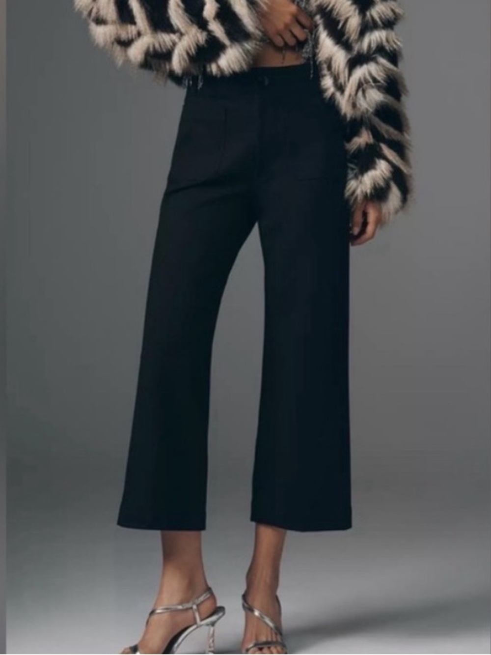 Anthropologie Maeve The Colette Cropped Wide Leg Pants 25 Magic Fabric In Black